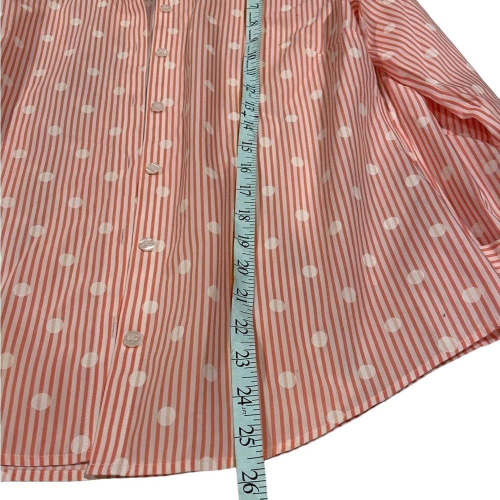 Chico’s Pink Stripe and White Polka Dot Blouse - Picture 6 of 7